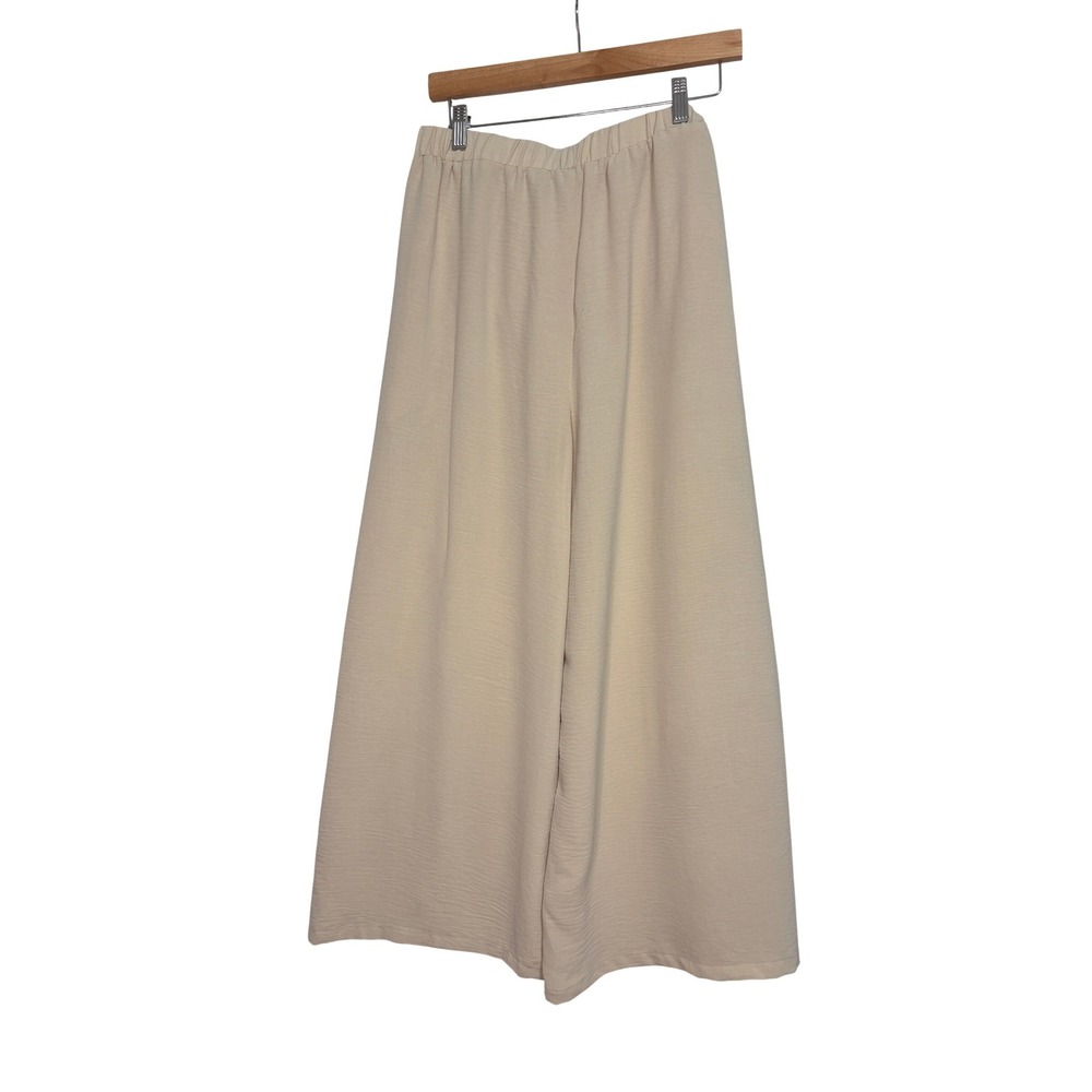 Grace Karin Wide Leg Palazzo Pants Beige Wrap Tie Waist Split Hem Boho Beachy L - Picture 4 of 9